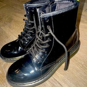Kids Black Patent Leather Doc Martins